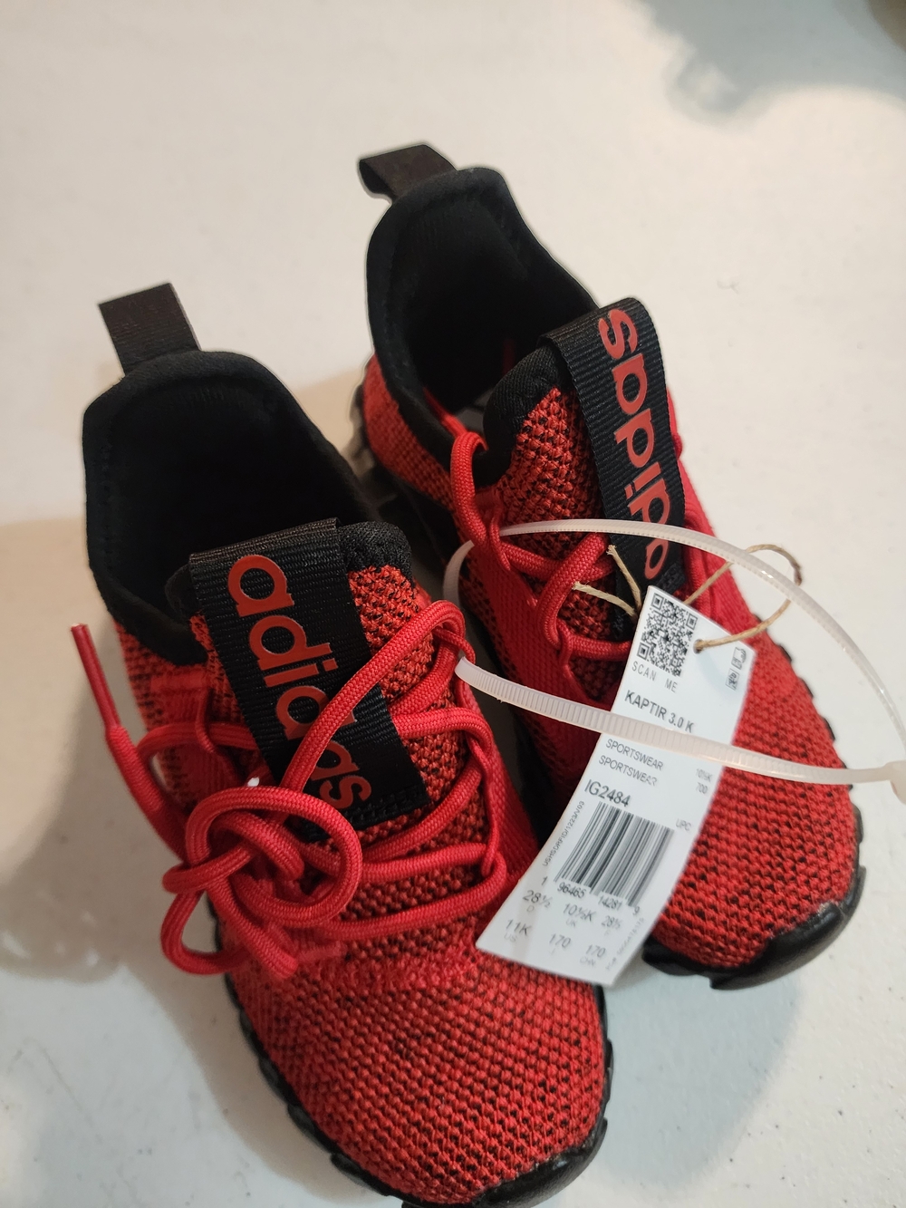 adidas Kids' Red Knit Slip-On Sneaker